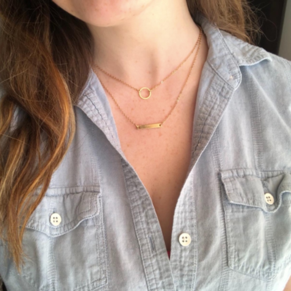 Dainty Circle and Bar Choker Necklace - Picture 4 of 4